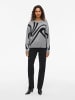 Vila Pullover mit abstraktem Strickmuster und Rundhalsausschnitt in Grau