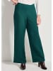 GOLDNER Kurzgröße:  Jerseyhose Elegante Palazzohose VERA in Bouclé in smaragd