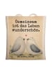 Mr. & Mrs. Panda Büchertasche Tauben Liebe Design mit Spruch in Weiß