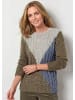 GOLDNER Kurzgröße:  Zopfpullover in Bouclé-Optik in khaki / gemustert
