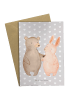 Mr. & Mrs. Panda Grußkarte Bär und Hase Umarmen ohne Spruch in Grau Pastell