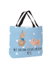 Mr. & Mrs. Panda Tote Bag Hasen Muschel mit Spruch in Blau Pastell