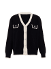 CHANI Damen Strickjacke in Schwarz Wollweiss
