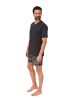 NORMANN Schlafanzug kurzarm Shorty mit karierter Jersey Hose in anthrazit
