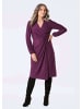 GOLDNER Elegantes Jerseykleid mit V-Ausschnitt in aubergine