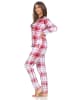 NORMANN Schlafanzug langarm Pyjama karierte Optik Jersey - 87050 in rot