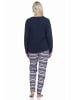 NORMANN langarm Schlafanzug Pyjama Oberteil Anker - 77340 in marine
