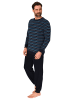 NORMANN Frottee Schlafanzug lang Pyjama RingelMuster - 82383 in marine