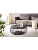 SalesFever Couchtisch Ø 86 cm Klarglasplatte lackiert und Metalldraht-Gestell in Schwarz