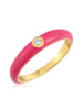 Glanzstücke München Ring Sterling Silber gelbgold Zirkonia weiß Emaille pink in gelbgold