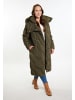Usha Damen Langer Steppmantel in Oliv