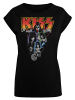F4NT4STIC Extended Shoulder T-Shirt Kiss Rock Band Neon in schwarz