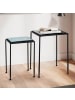 KADIMA DESIGN Beistelltisch 2er Set Blau Schwarz Design Satztisch Glas Metall