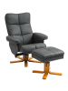 HOMCOM Relaxsessel mit Hocker-B80 x T86 x H99cm-Dunkelgrau