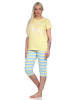 NORMANN er Capri Schlafanzug kurzarm Pyjama Hose geringelt - 73753 in gelb