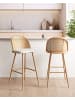 Beliani 2er-Set Barhocker CORNELL in Braun/Beige