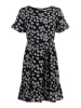 Usha Damen Midikleid Mit Rüschen in Schwarz Wollweiss