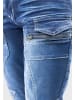 Jaylvis Denim Style Jeans Hose mit Kontrastfalten und Zip in Blau