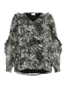 KAFFE curve Bluse langarm KCalicia Regular fit in Black/Grey Abstract Graphic
