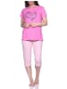 NORMANN Capri Schlafanzug Capri Pyjama HerzchenMuster - 79912 in pink