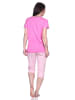NORMANN Capri Schlafanzug Capri Pyjama HerzchenMuster - 79915 in pink