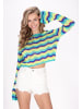 IZIA Sweater in aqua multicolor