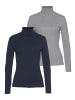 FLASHLIGHTS Rollkragenshirt in grau-meliert, marine