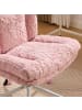 ABRIHOME Bürodrehstuhl in Rosa mit Kunstfell und Metallgestell 67 cm Sitzhöhe