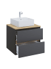 VCM  2 tlg. Badmöbel-Set mit Waschbecken Cosila-A 60 cm in Anthrazit / Honig-Eiche