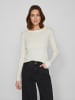 Vila Gerippter Longsleeve Pullover Feinstrick Sweater Shirt VIABELLA in Weiß