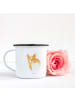 Mr. & Mrs. Panda XL Emaille Tasse Corgi Po ohne Spruch in Weiß