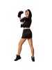 tectake Boxerkostüm mit Short, Top, Mantel mit Kapuze, Gürtel und Boxhandschuhen, schw