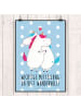 Mr. & Mrs. Panda Bild Einhorn Mitteilung mit Spruch in Blau Pastell