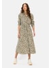 Camel Active Langes Hemdblusenkleid mit Allover-Print in Olive-Beige