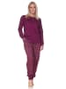 NORMANN Langarm Schlafanzug Pyjama Bündchen Ethnolook in beere