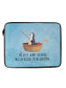 Mr. & Mrs. Panda Laptop Hülle Pinguin Angelboot mit Spruch in Eisblau