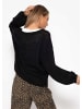 SASSYCLASSY Feinstrick Cardigan mit V-Ausschnitt in Schwarz