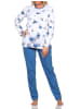 NORMANN Langarm Schlafanzug Pyjama Tupfen Punkte Look in blau