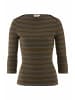Hessnatur Hessnatur Slubrib Streifen Longsleeve Slim aus Bio-Baumwolle in vintage oliv