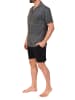 NORMANN kurzarm Schlafanzug Shorty Pyjama zum durchknöpfen in dunkelgrau