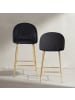 KADIMA DESIGN 2er Set Barhocker Samt Hocker mit Lehne & goldenen Beinen, in Schwarz