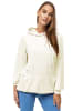 enflame Langer Kapuzen Pullover Oversized Hoodie Kleid Velours Sweatshirt in Creme