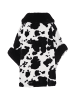 fraully Damen Poncho in Schwarz Wollweiss