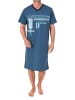 NORMANN Kurzarm Nachthemd Frontprint in blau