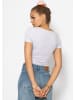 SASSYCLASSY Kurzarm Body mit V-Ausschnitt in Flieder