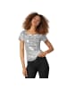 tectake Damen-Shirt mit kurzen Ärmeln und Rundhalsausschnitt, silber