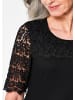 GOLDNER Kurzgröße:  Viskose-Blusenshirt mit Spitze in schwarz