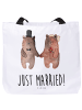 Mr. & Mrs. Panda Shopper Bär Heirat mit Spruch in Weiß