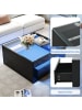 ABRIHOME Couchtisch in Schwarz Hochglanz 70x70x35 cm mit LED 2 Schubladen Glas