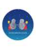 Mr. & Mrs. Panda Rund Magnet Sternzeichen Zwilling mit Spruch in Sternenhimmel Blau